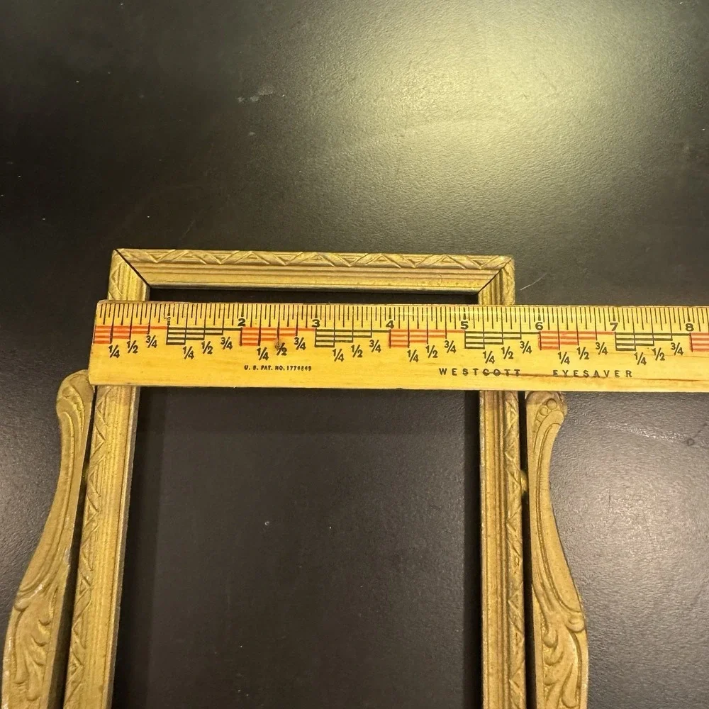 Vintage Gold Wood Art Deco Carved Design Picture Frame Tabletop Stand